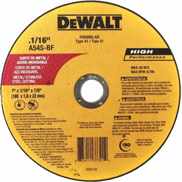 Disco de Corte Fino 7pg DEWALT DW8065